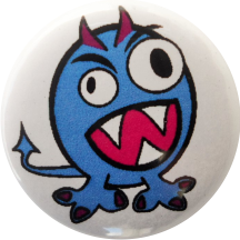 Monster Button blau große Augen